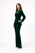 Ensemble femme - blazer et pantalon long pattes d'elph - Velours - Isabelle