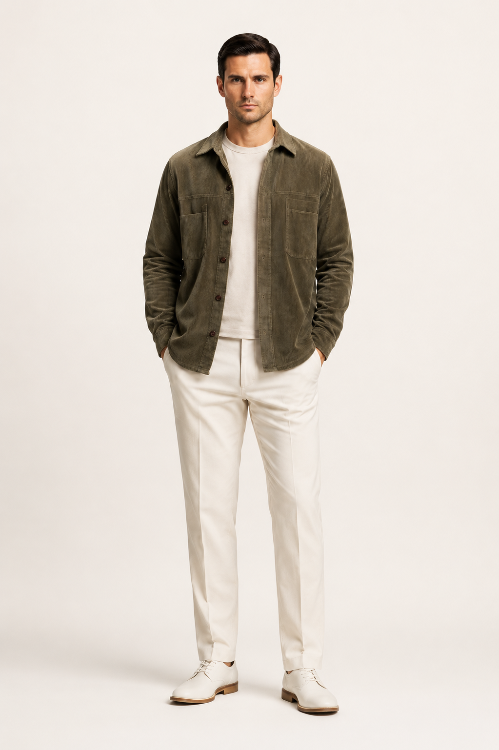 Juan- Sur chemise homme- velours côtelé - double poches