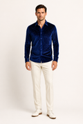 Boris-Chemise homme en velours- à paillettes