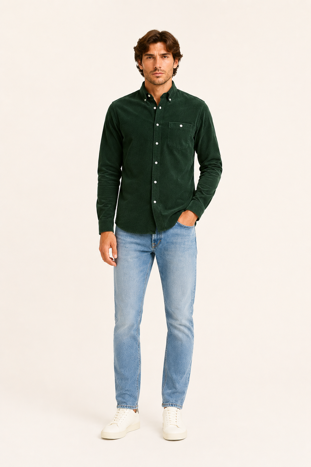 Bernard-Chemise homme en velours côtelé