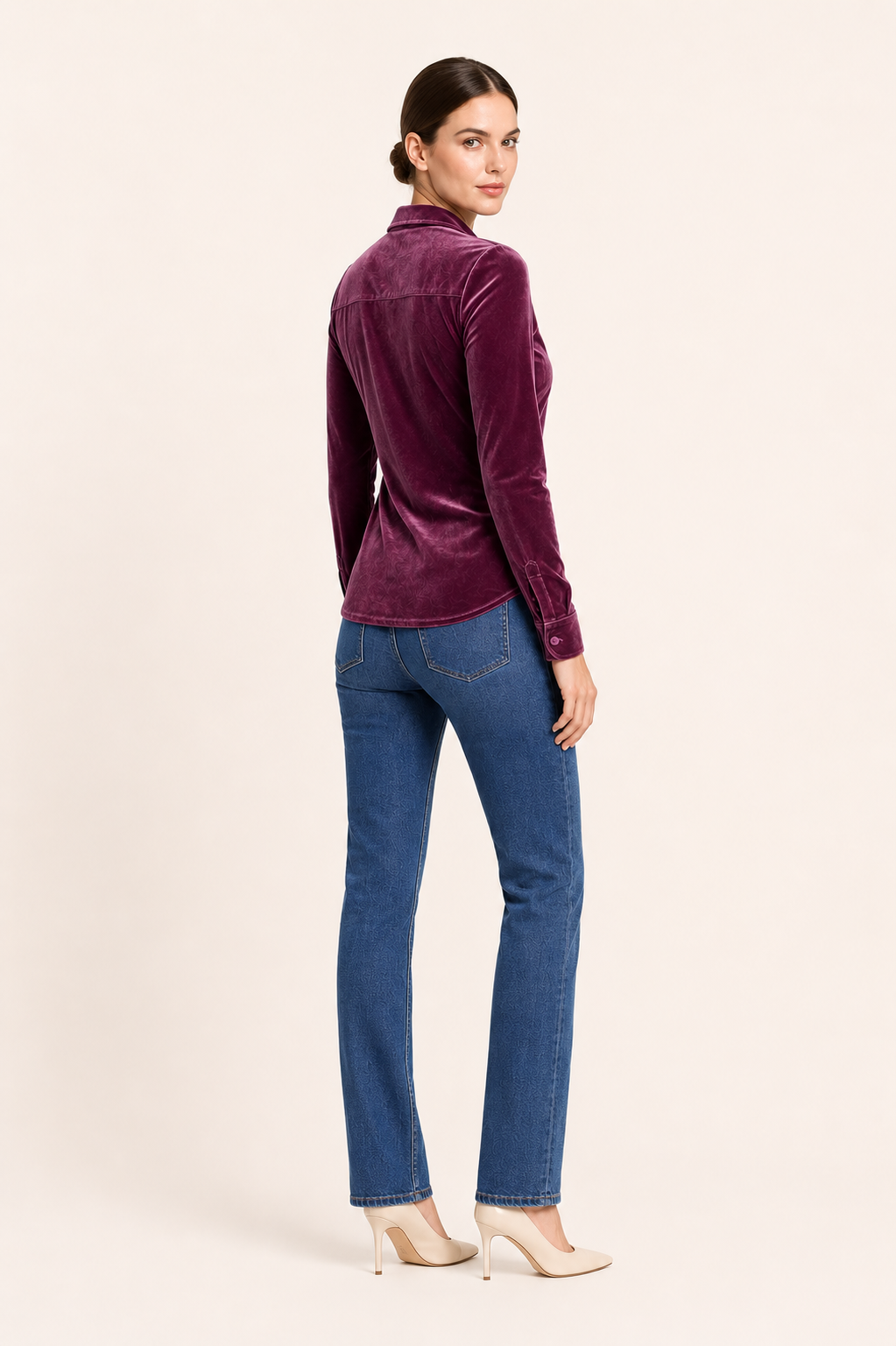 Emma- Chemise femme-en velours- manches longues