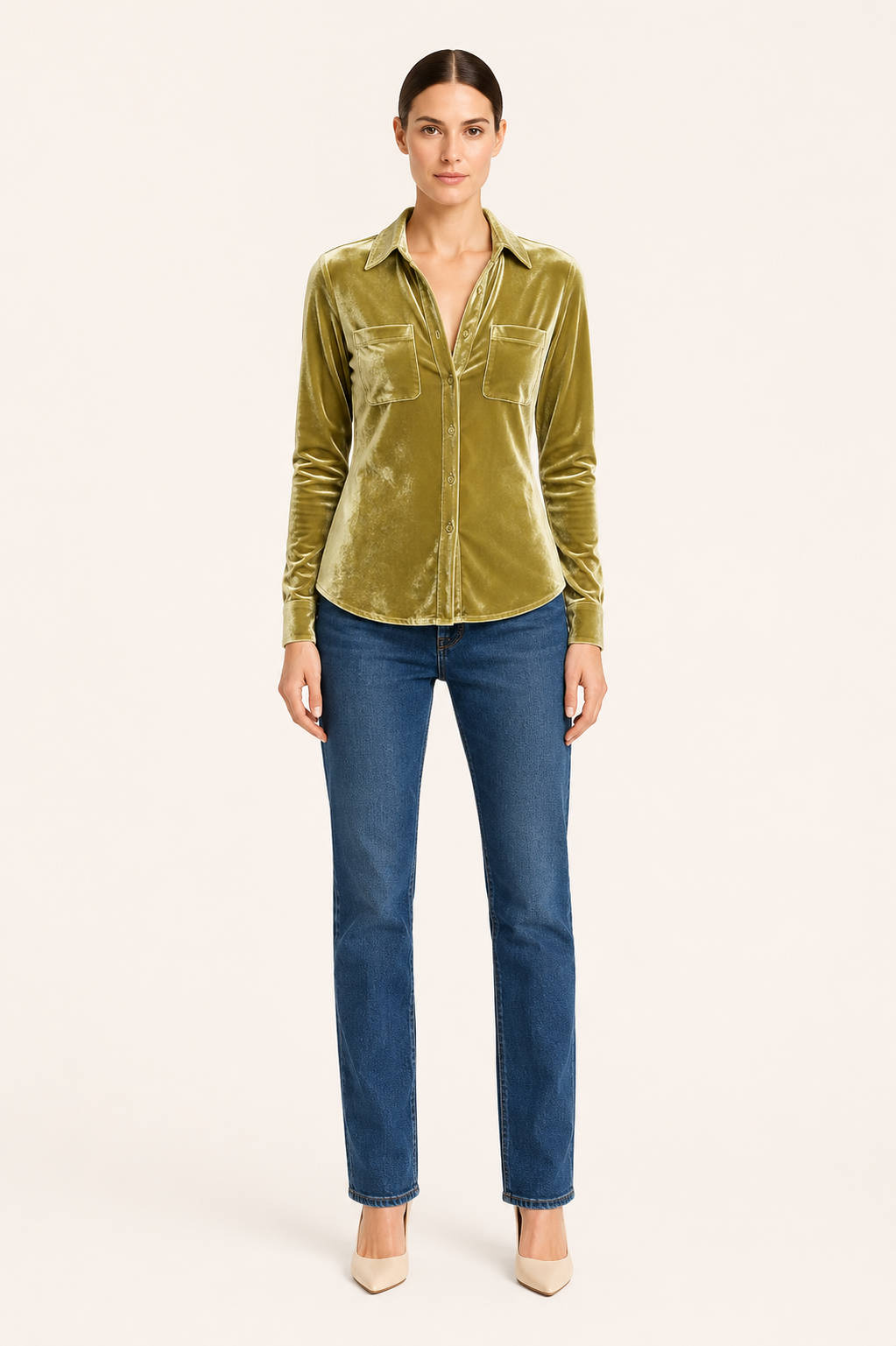 Emma- Chemise femme-en velours- manches longues