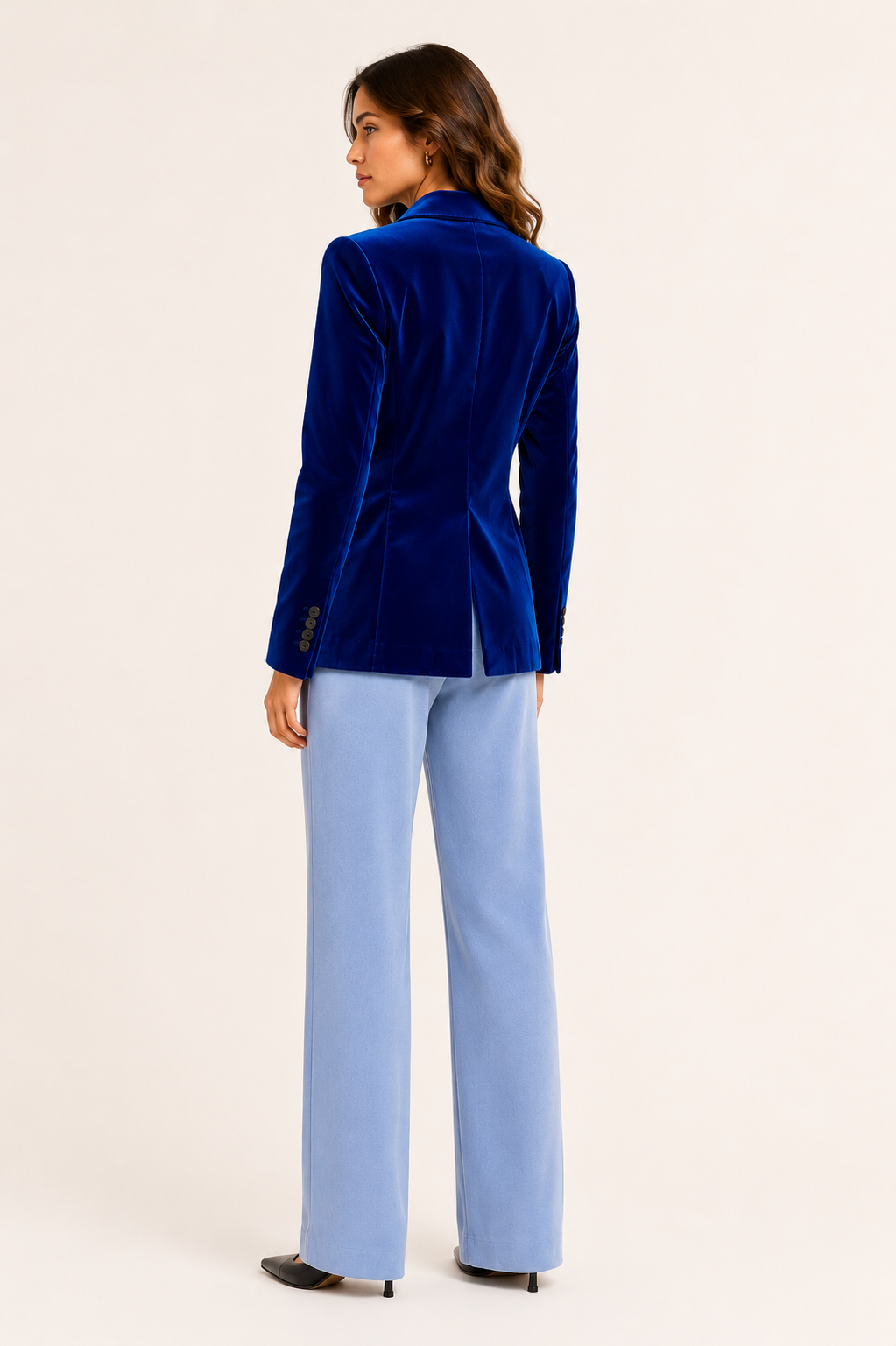 Anna- Blazer velours femme - Col cranté- Coupe droite