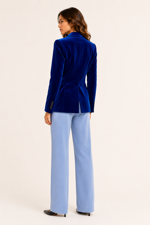 Anna- Blazer velours femme - Col cranté- Coupe droite