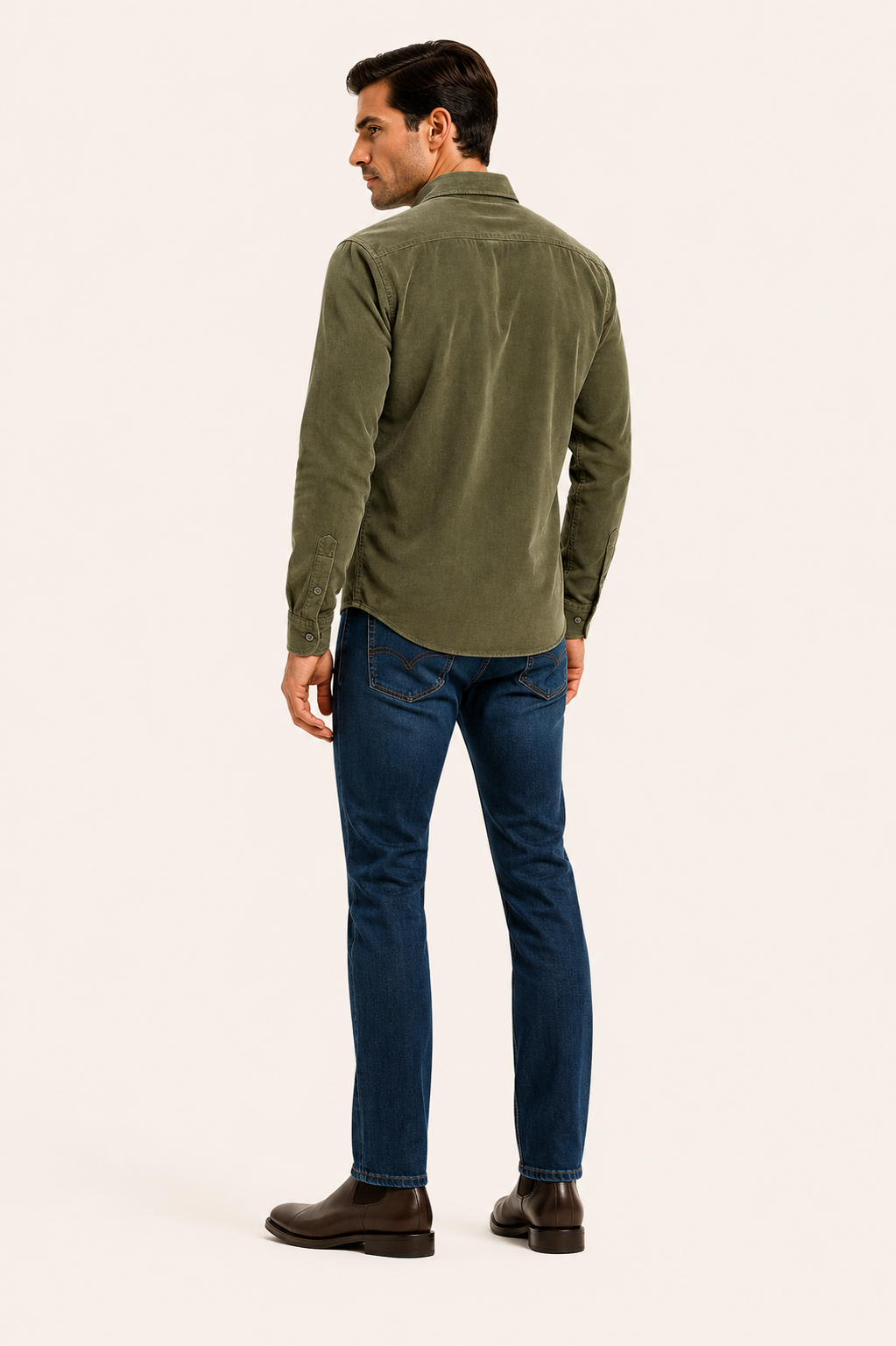 Paolo-Chemise homme en velours côtelé
