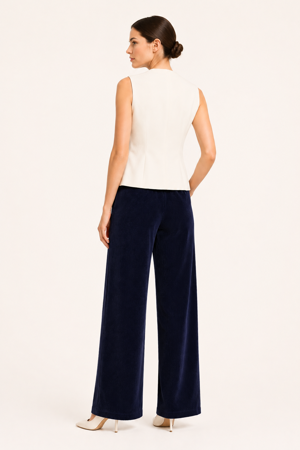 Alba- Pantalon femme- Velours Côtelé- Fluide
