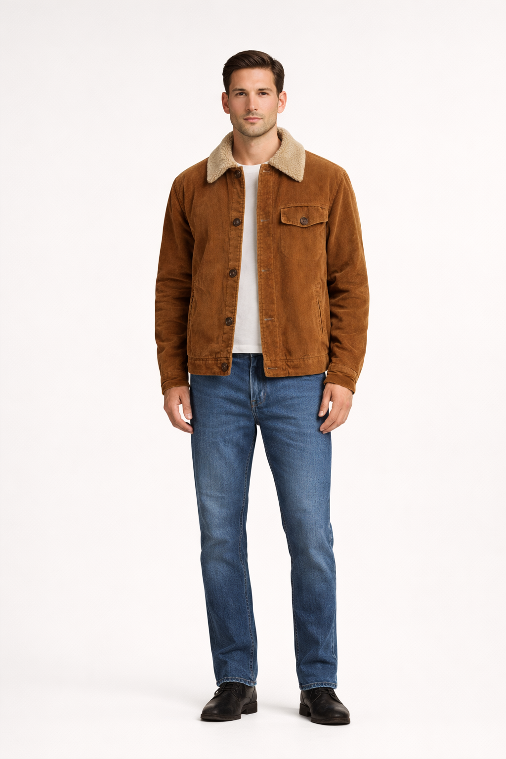 Antoine-Veste d'hiver homme en velours côtelé-intérieur molletonné