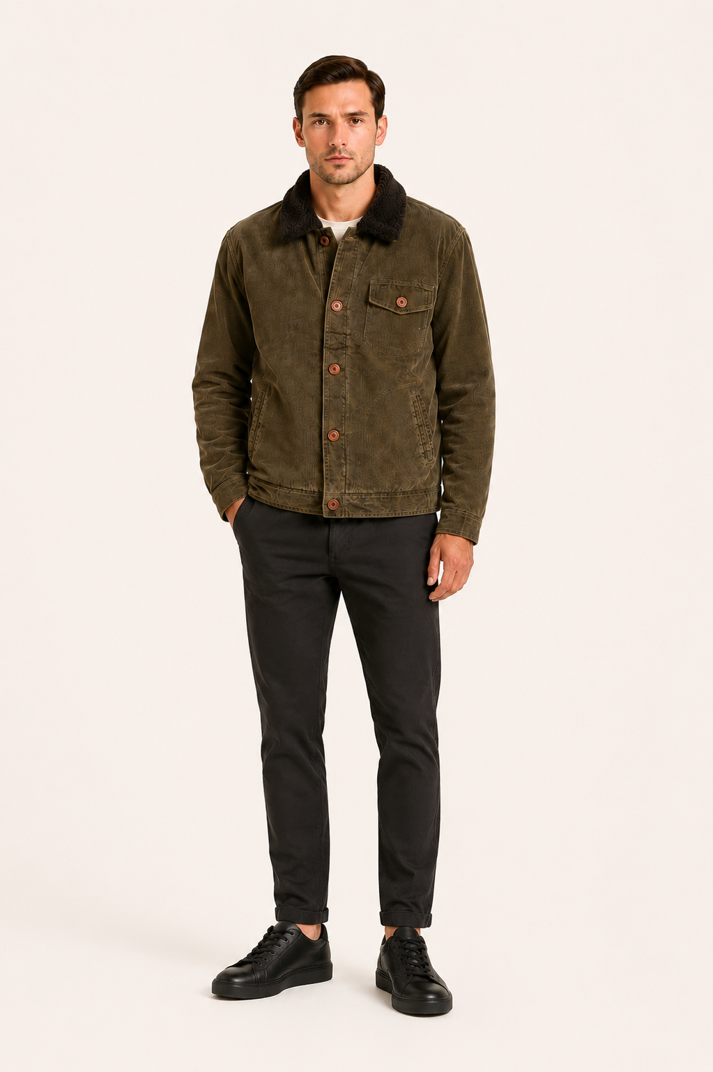 Antoine-Veste d'hiver homme en velours côtelé-intérieur molletonné
