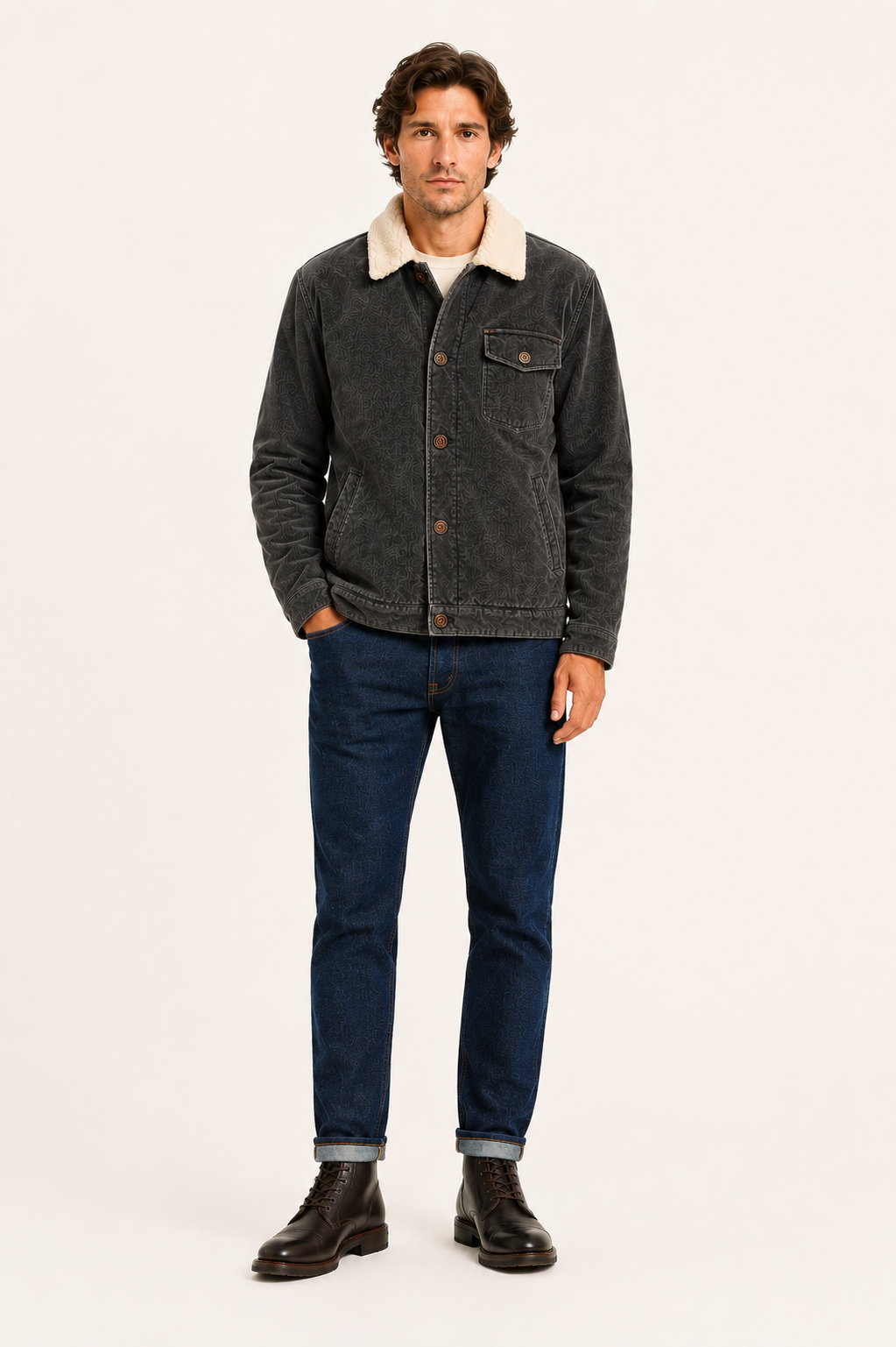 Antoine-Veste d'hiver homme en velours côtelé-intérieur molletonné