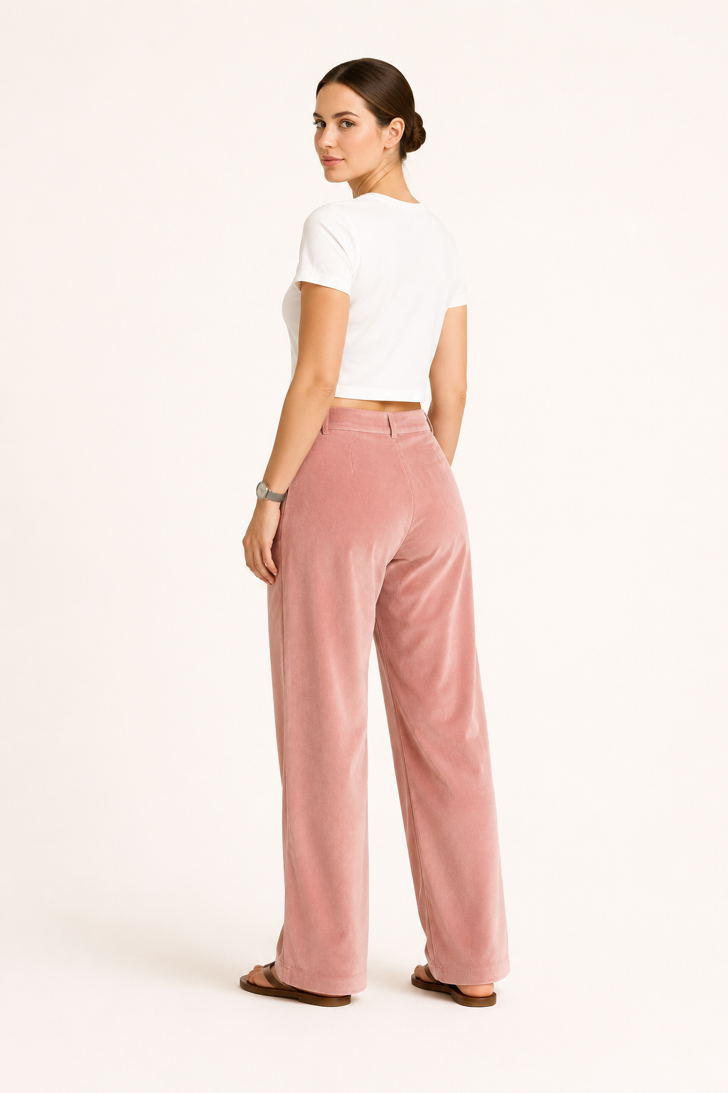 Faustine – Pantalon en velours côtelé femme taille haute