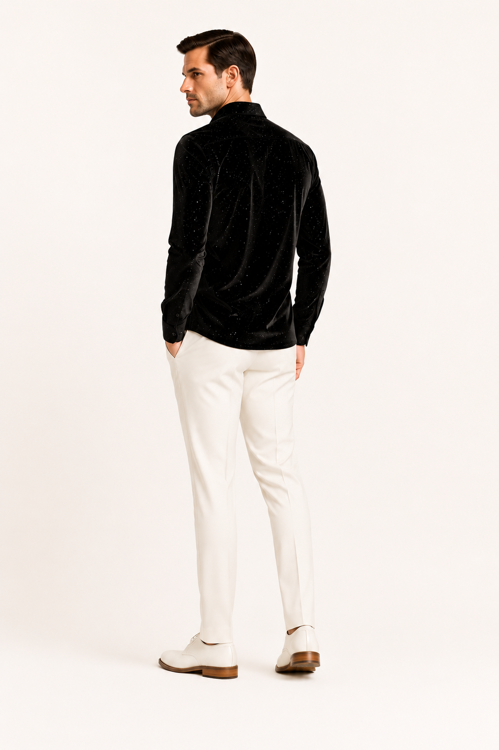 Boris-Chemise homme en velours- à paillettes