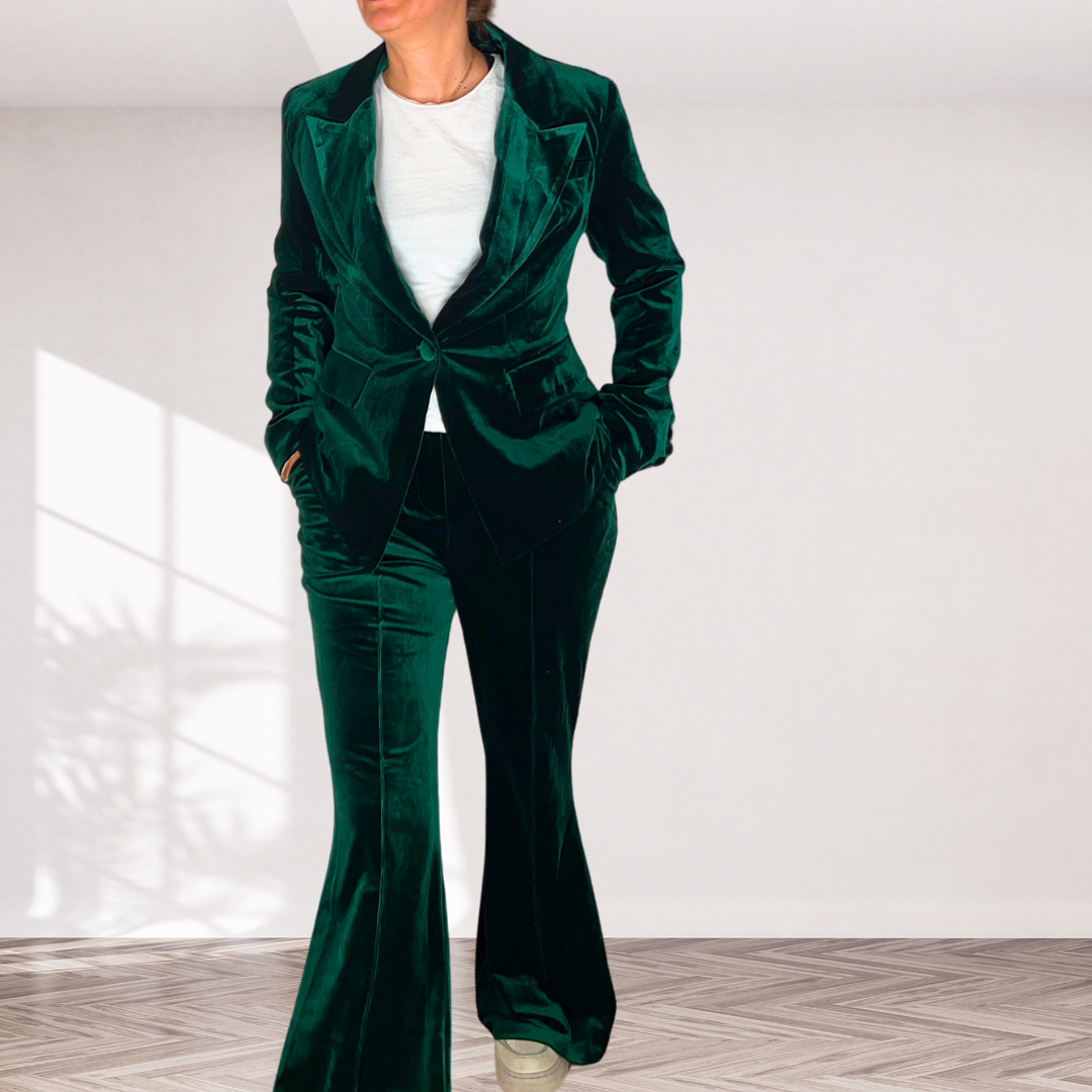 Ensemble femme - blazer et pantalon long pattes d'elph - Velours - Isabelle