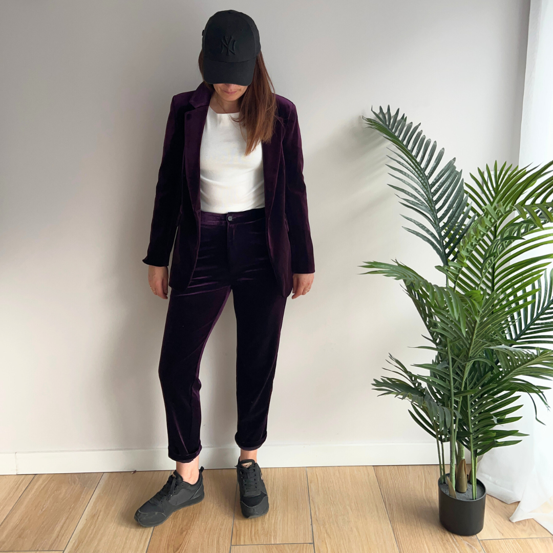 Ensemble femme - blazer et pantalon 7/8-ème - Velours - Maria