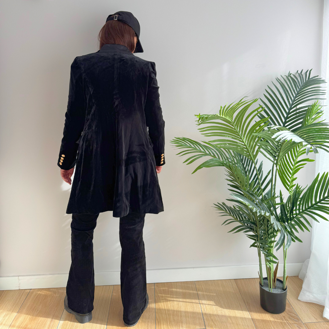 Manteau femme - double boutonnage et ceinture - Velours - Raquel