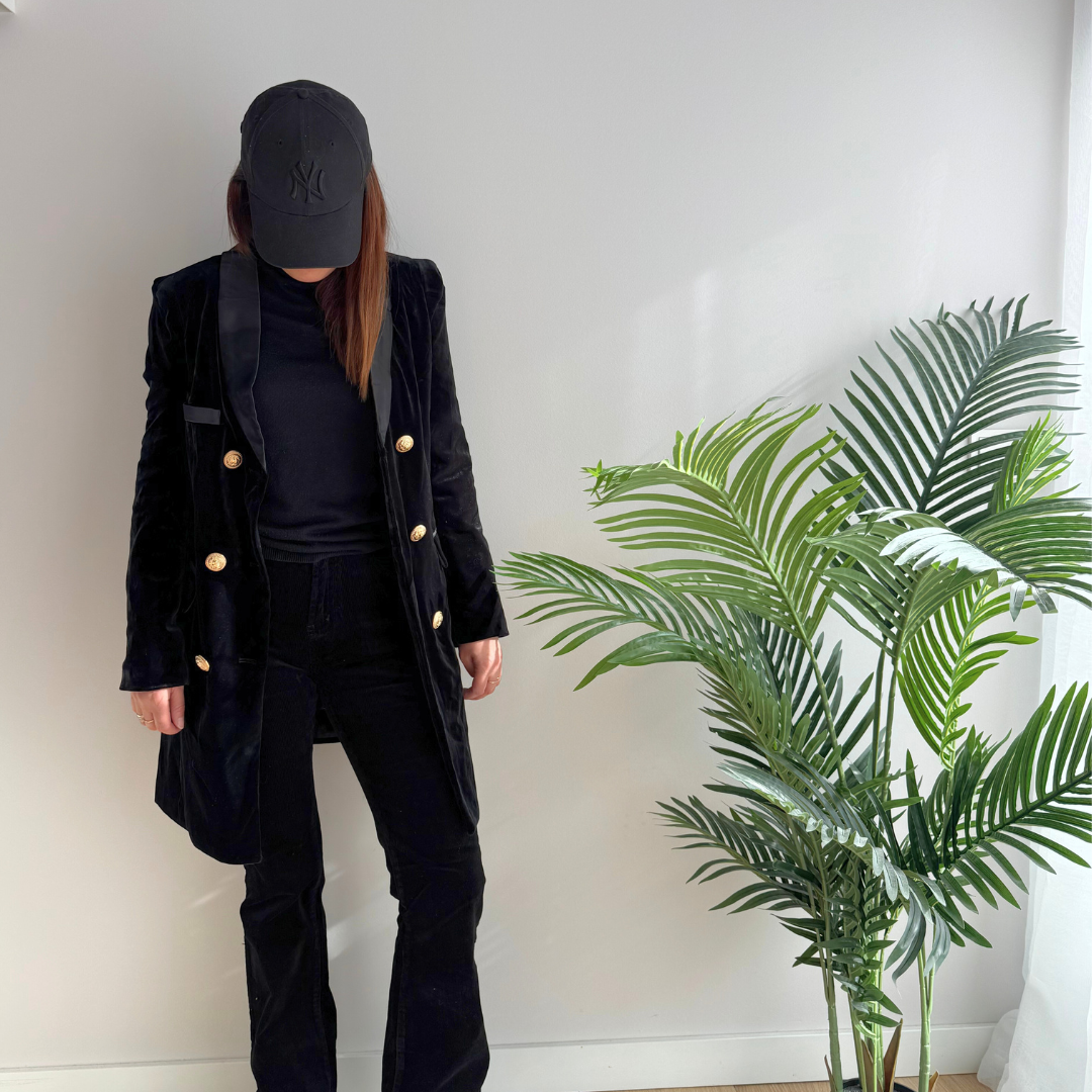 Manteau femme - double boutonnage et ceinture - Velours - Raquel