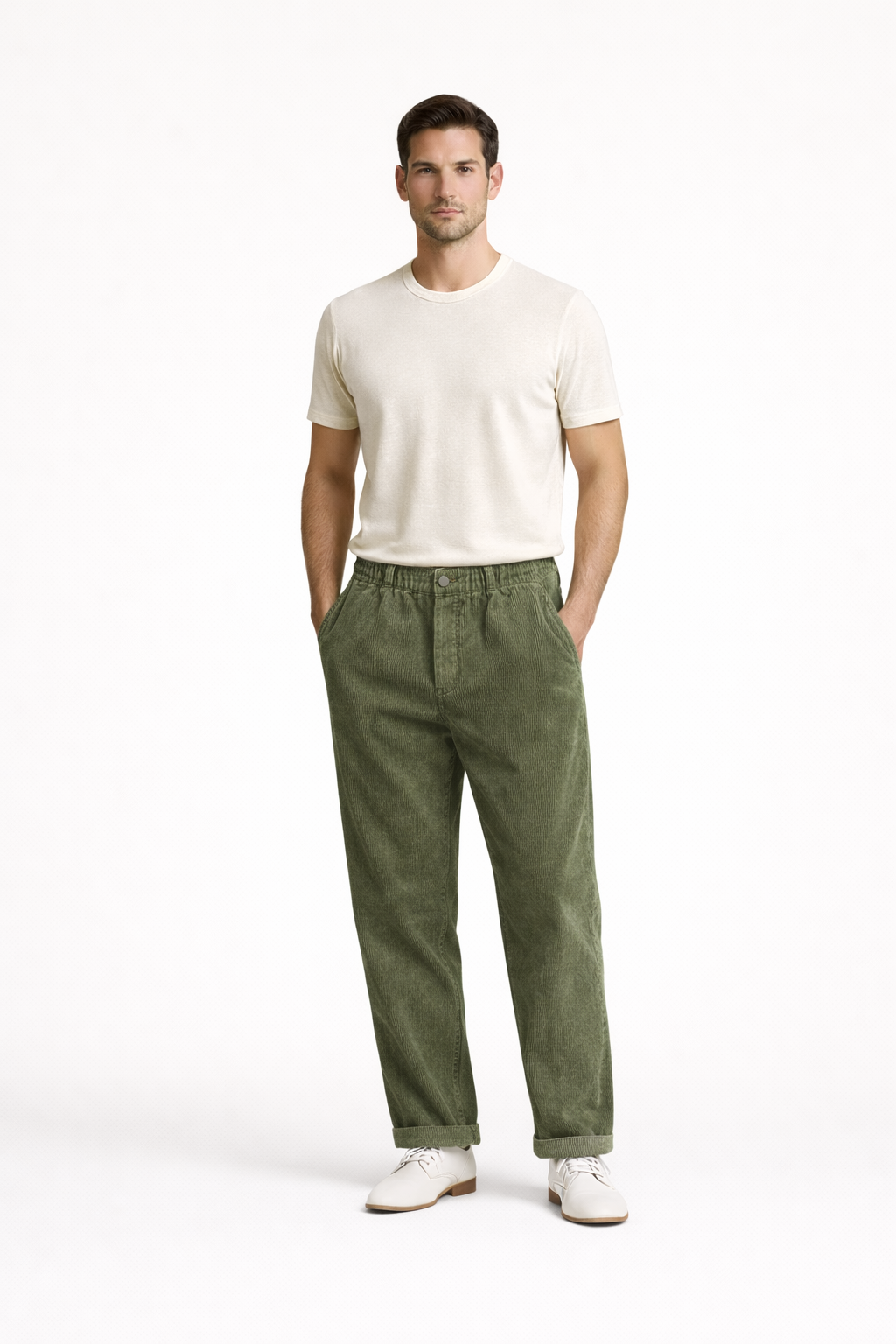 Raul-Pantalon homme Velours côtelé large