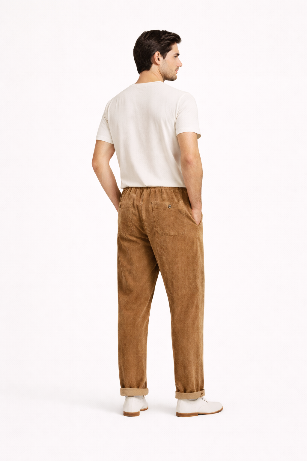 Raul-Pantalon homme Velours côtelé large