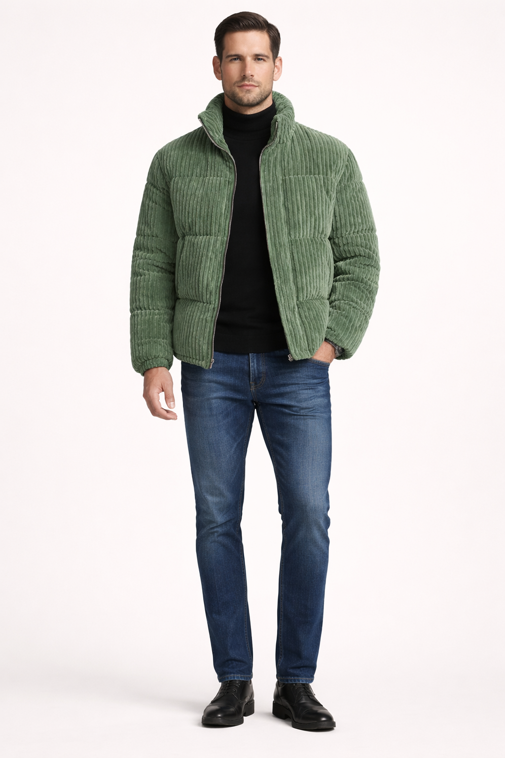 Victor-Doudoune homme en velours côtelé Vert