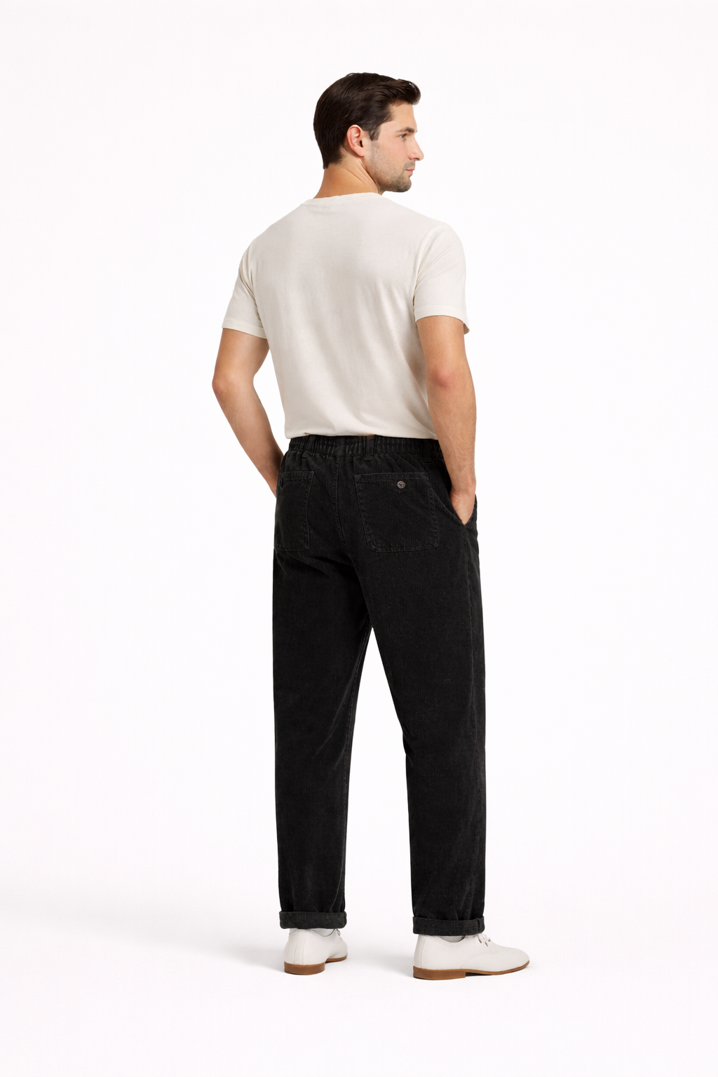 Raul-Pantalon homme Velours côtelé large