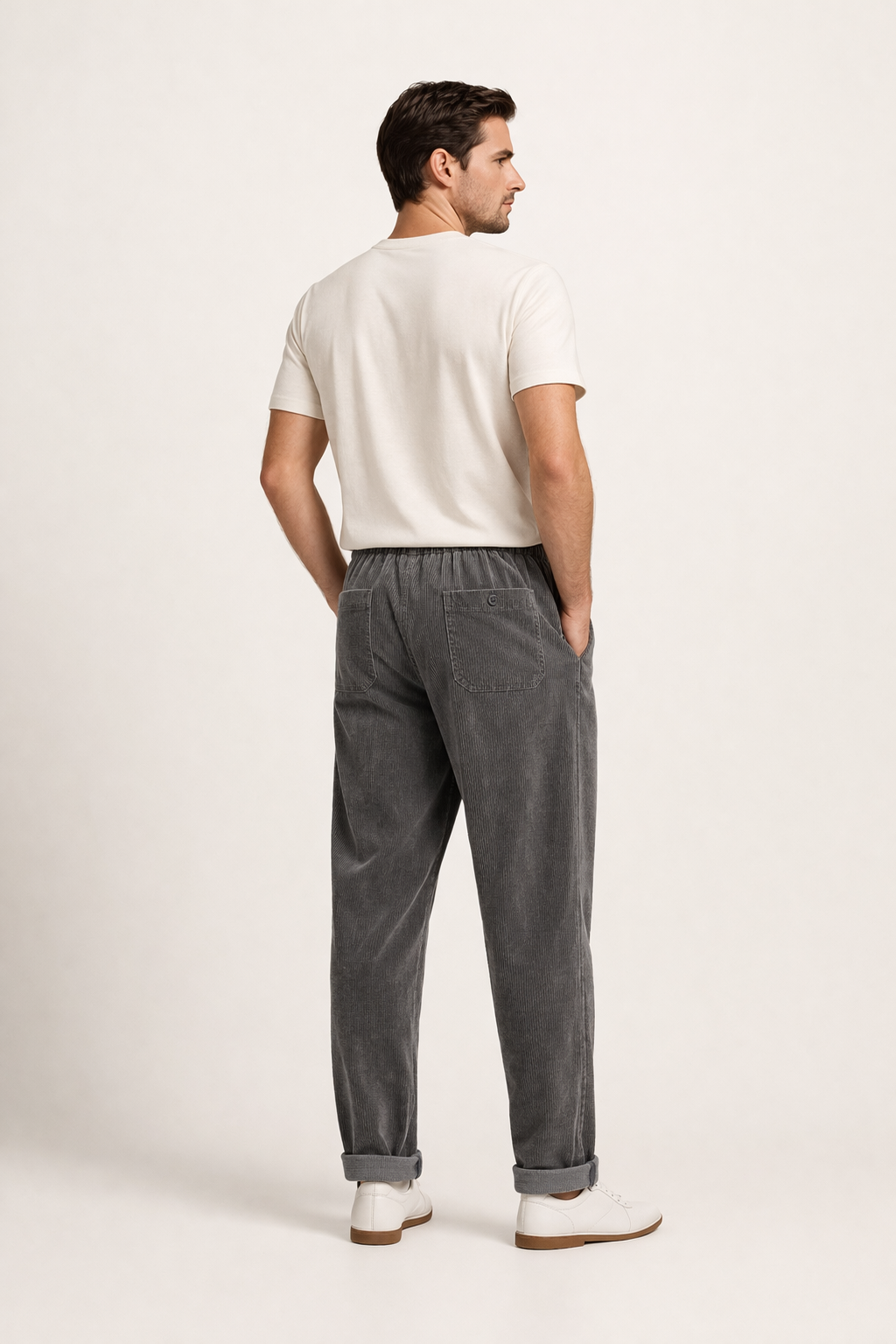 Raul-Pantalon homme Velours côtelé large