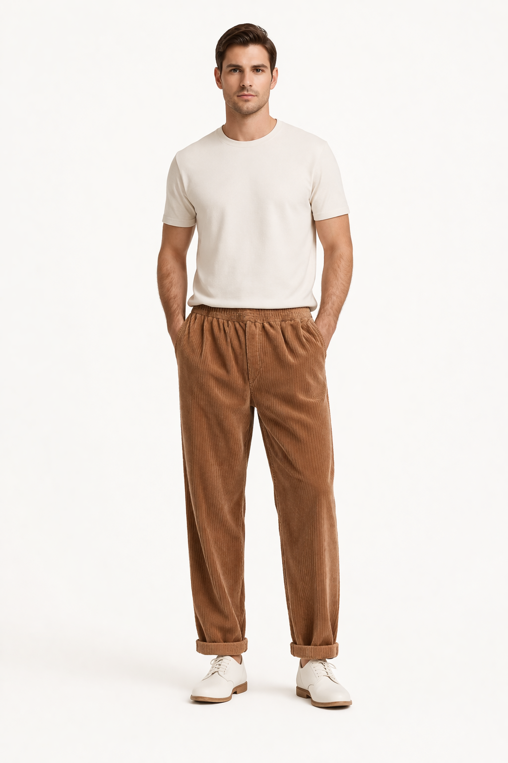 Raul-Pantalon homme Velours côtelé large