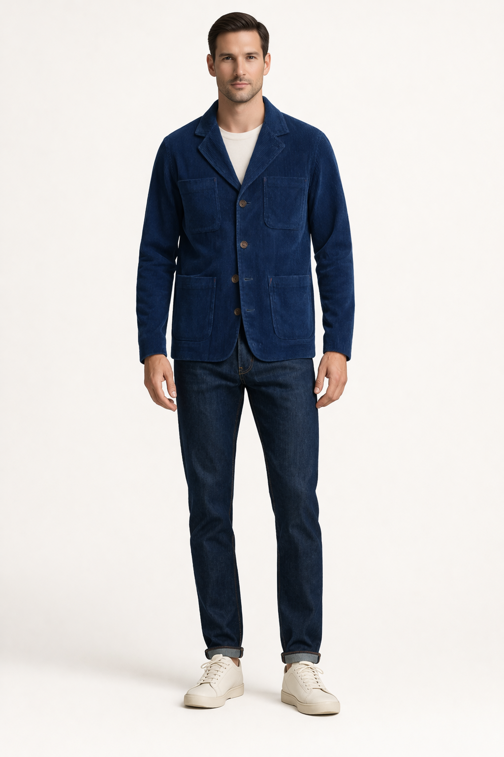 Simon – Blazer en velours côtelé homme décontracté double poches