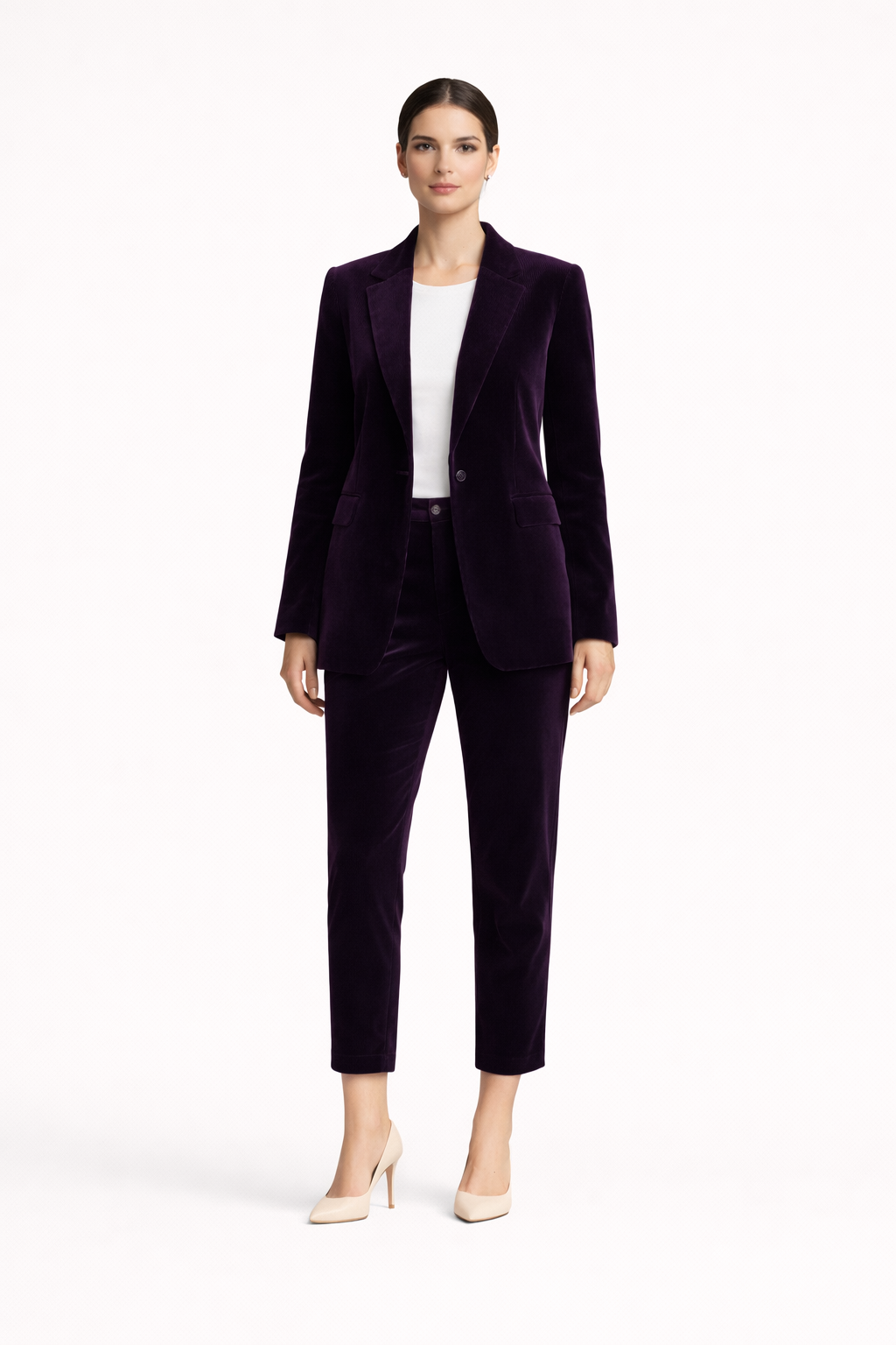 Ensemble femme - blazer et pantalon 7/8-ème - Velours - Maria