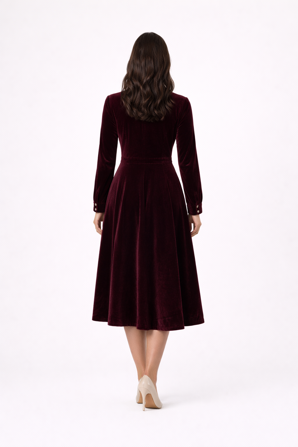 Robe longue avec boutons en perles - Velours - Annabelle