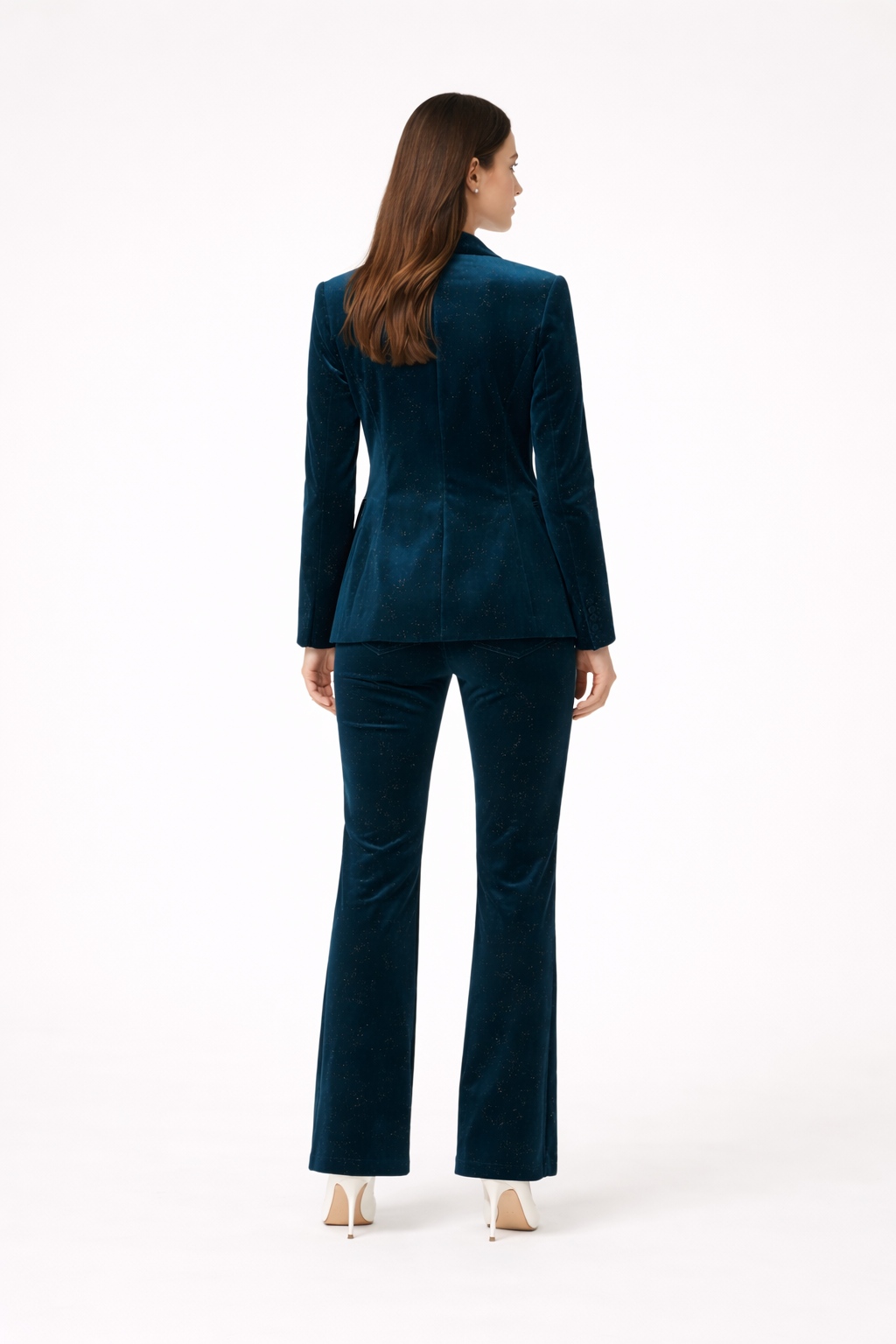 Ensemble femme à paillettes - blazer et pantalon évasé - Velours - Suzy