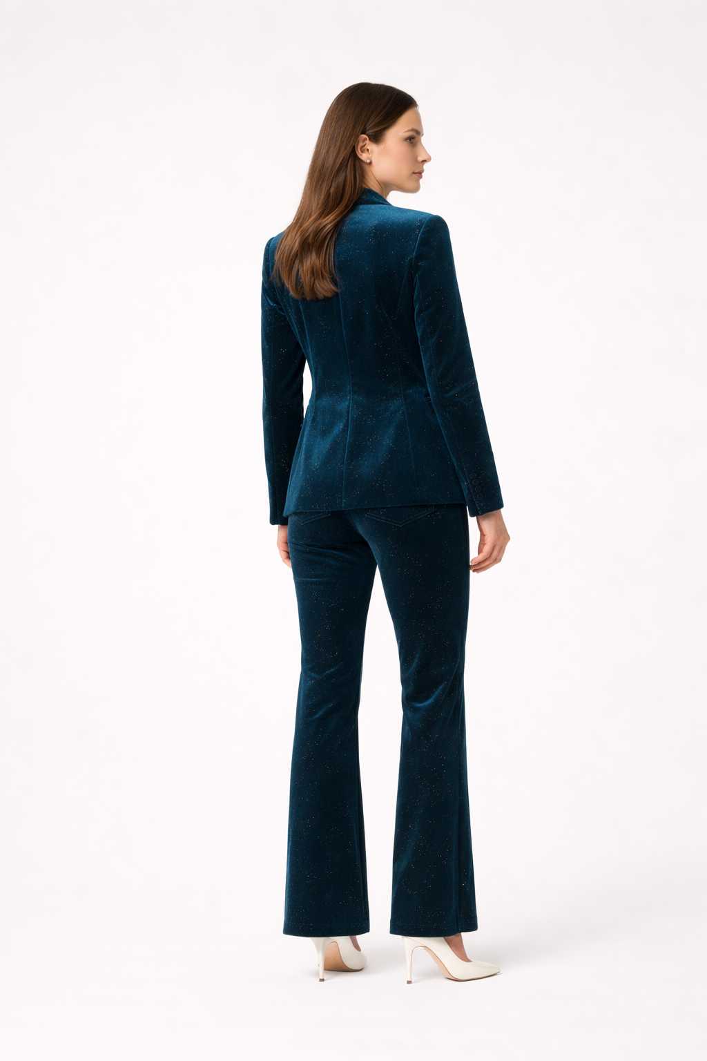 Ensemble femme à paillettes - blazer et pantalon évasé - Velours - Suzy