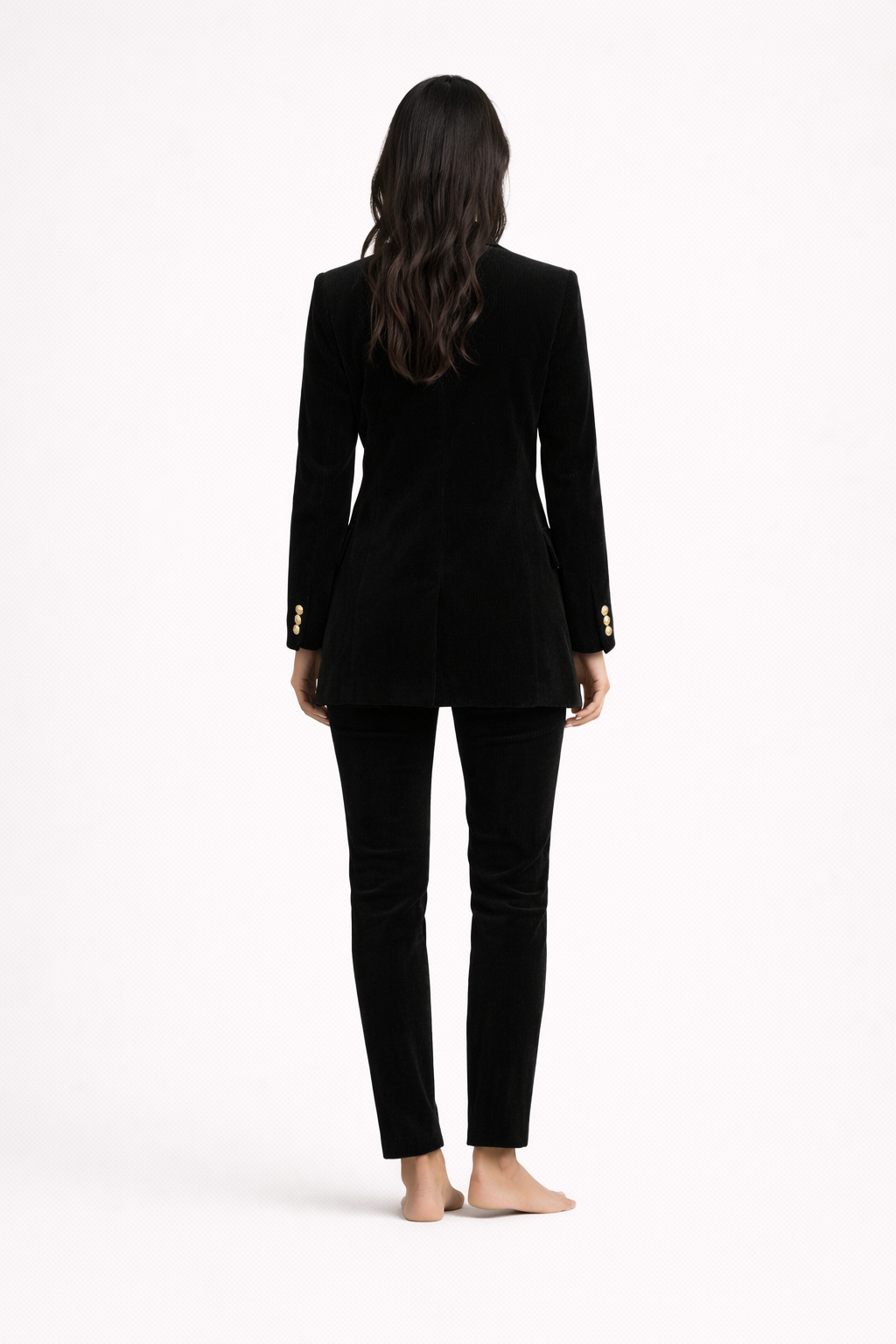 Manteau femme - double boutonnage et ceinture - Velours - Raquel